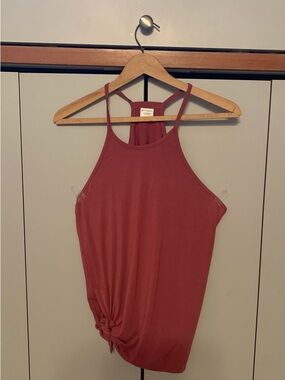 Athleta High-Neck Knot Halter Tank Top - berry -size large